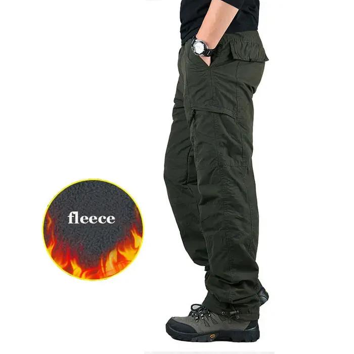 Pantalon d'hiver chasse homme en polaire épaisse cargo multi-poches chaud travail extérieur