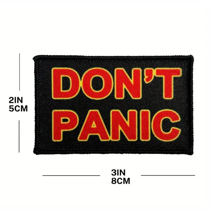 Patch Non't Panic en Polyester 8x5cm avec Support Crochet et Boucle Pour Vêtements Accessoires Occasions Spéciales