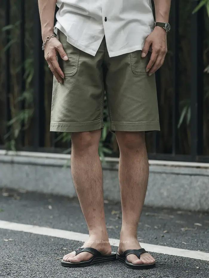 Pantalon de travail utilitaire USN non en stock, en coton 12oz, style militaire vintage, pour homme, été, 4 poches, coupe Bermuda