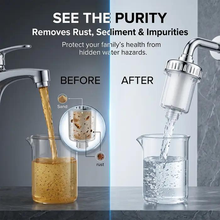 Filtre de douche pour chauffe-eau, pré-filtre, adoucisseur d'eau dure, purificateur de chlore pour soins de la peau, filetage universel de 1/2 pouce