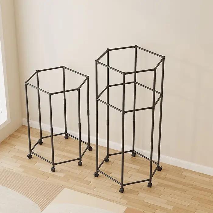 Porte-vêtements hexagonal rotatif sur roulettes