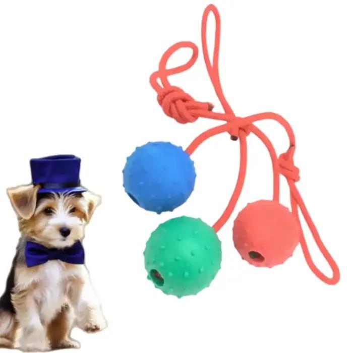 Balle indestructible pour chien jouet à mâcher résistant à l'eau en caoutchouc cordelette pour jeu interactif et promenade en plein air