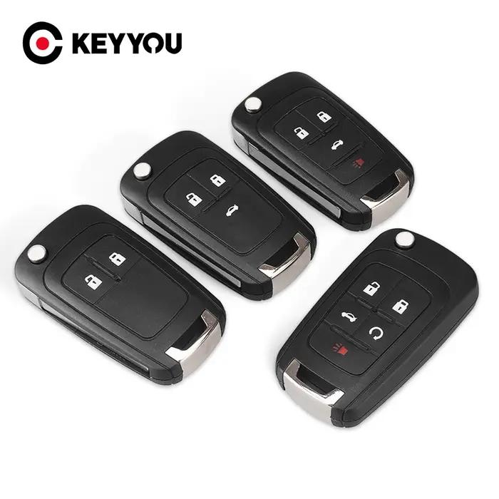 KEYYOU – coque de clé de voiture HU100 pliable, pour Chevrolet Cruze Epica Lova Camaro Impala, 2 3 4