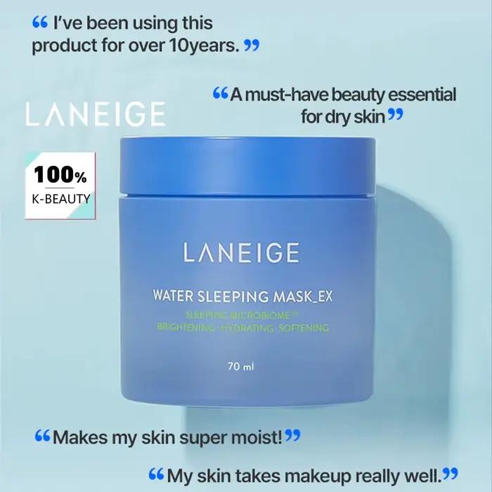 Masque de nuit hydratant LANEIGE 70ml, hydratation intense, soin de luxe, cosmétique coréen, K-Beaut