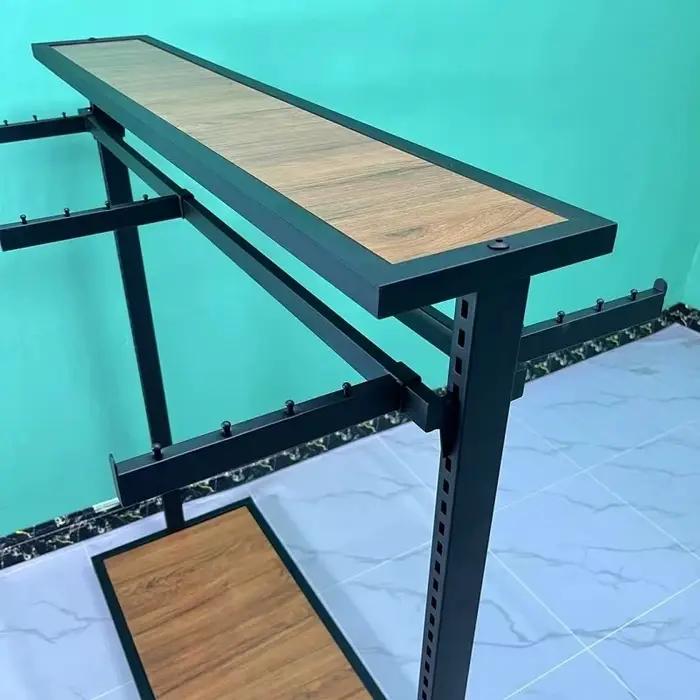 Présentoir double face personnalisable cadre en bois moderne acier inoxydable rangement détaillé pliable pour usage intérieur et exposition chaussures occasions spéciales