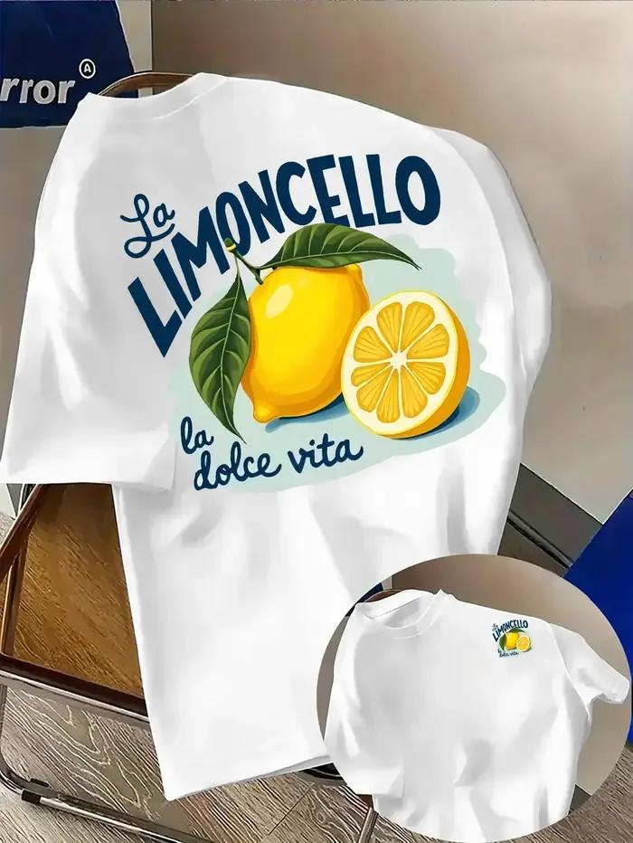 T-shirt homme italien au citron Limoncello La Dolce Vita, motif agrumes, décontracté pour les vacanc