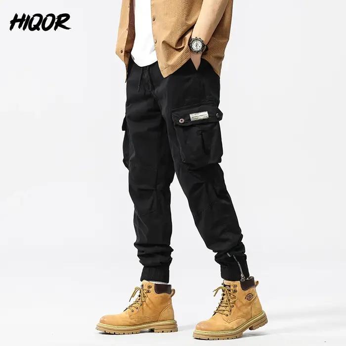 Pantalon cargo oversize homme HIQOR coton baggy travail loose outdoor Y2K casual quatre saisons polyvalent pour hommes travaillant en extérieur ou amateurs de mode