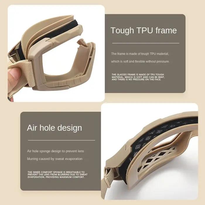 Masque militaire outdoor 3 lentilles - Protection anti-vent et anti-poussière UV400 pour tir et alpinisme - Sécurité maximale