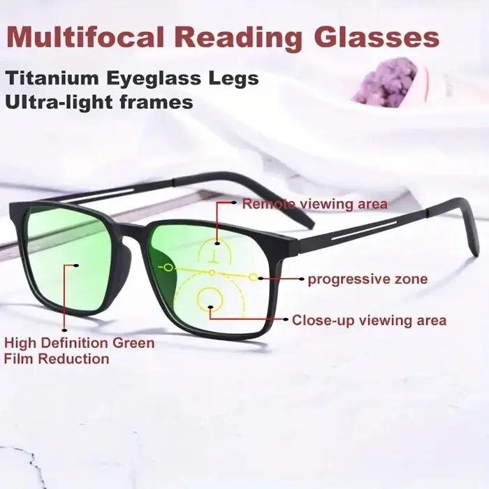 Lunettes de lecture multifocales progressives, monture en titane, unisexe, Anti-lumière bleue, presb