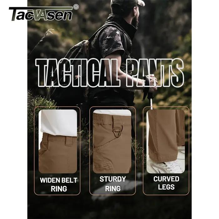 Pantalon cargo TACVASEN IX9 homme multi-poches travail coton stretch décontracté entraînement randonnée outdoor