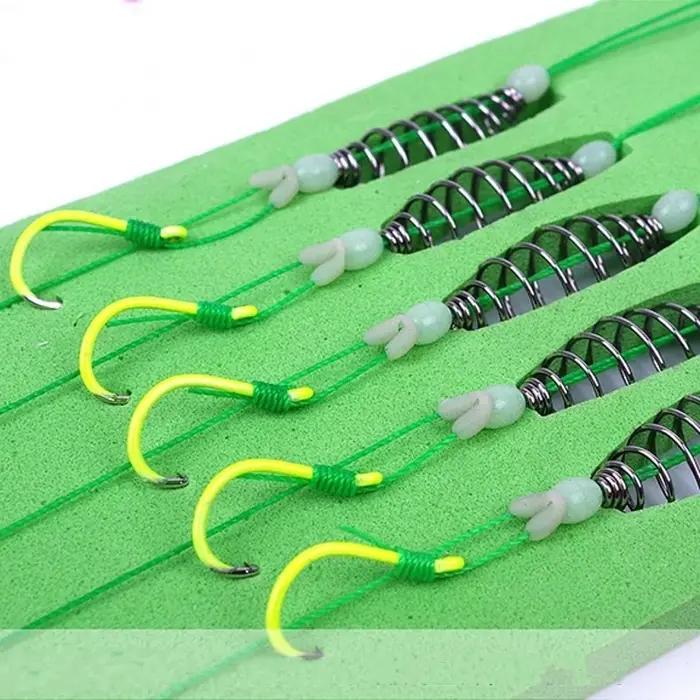 5 pièces/ensemble Double crochet ligne de pêche en acier inoxydable barbelé carpe crochets appât man