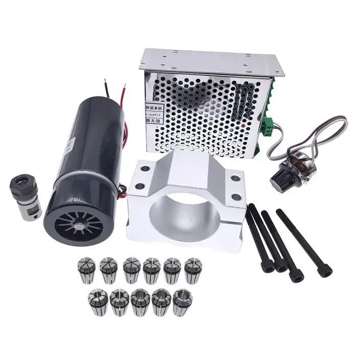 Moteur de broche refroidi par Air 500W, 100VDC + WK611, régulateur de vitesse d'alimentation, mandri