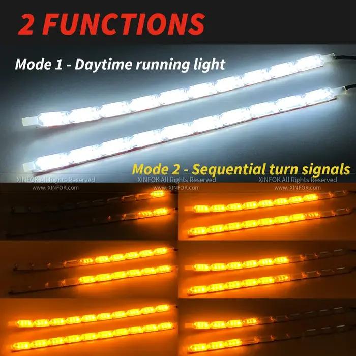 2 pièces blanc ambre bande LED Flexible LED DRL feux de jour étanche séquentiel lumière du jour roug