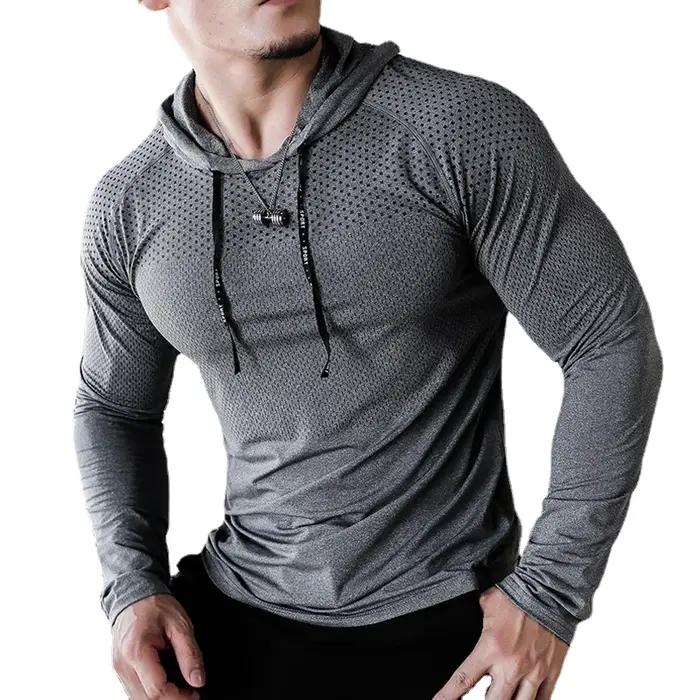 Survêtement de Fitness pour hommes, sweat à capuche de Sport, jogging de gymnastique, chemises d'ent