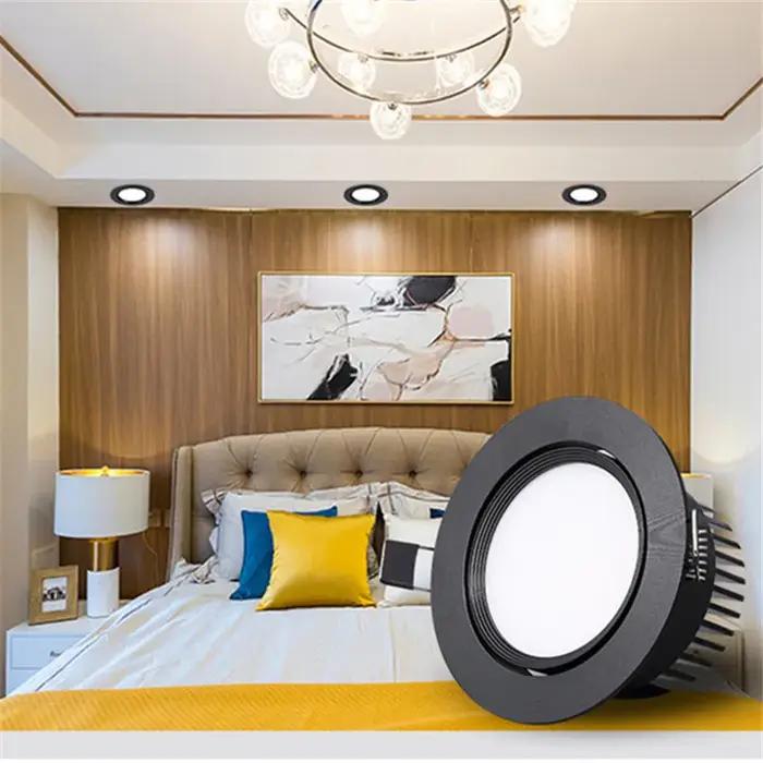 Dimmable LED COB projecteur plafonnier AC85-265V 5W 7W 9W 12W 15W 18W 20W aluminium encastré Downlig