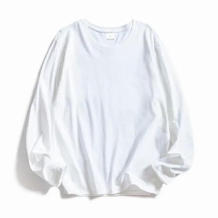 WAVLATII femmes col rond à manches longues t-shirts dame blanc couverture en coton femme doux