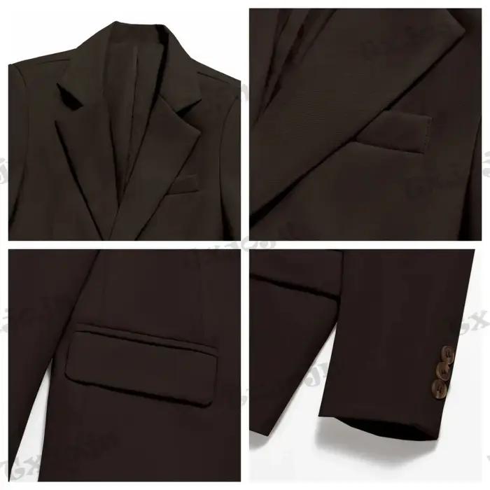 Ensemble de smoking marron à col châle pour enfants de 3 à 14 ans, costume élégant à un bouton pour