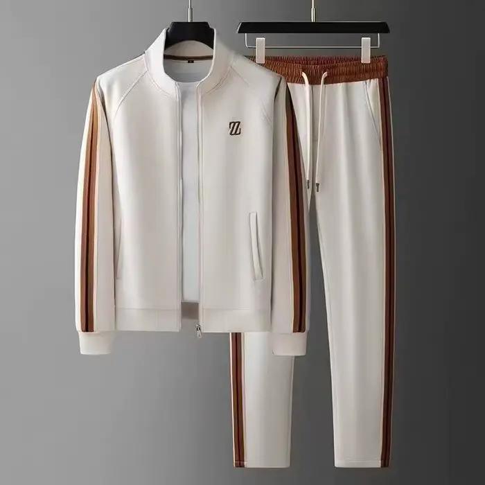 Ensemble de survêtement homme 2025 – Veste et pantalon tendance brodés – Tenue de sport deux pièces