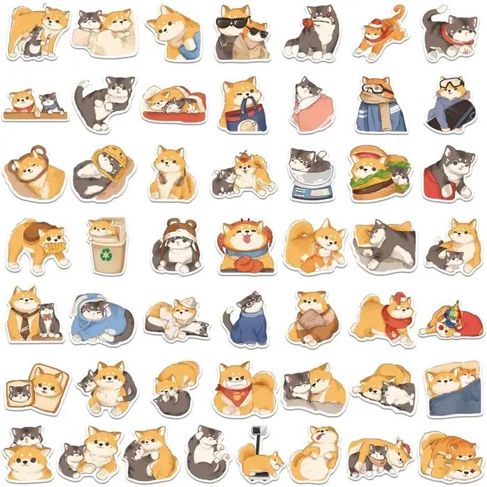 Autocollants Shiba Inu Akita Adhésifs Mignons et Amusants Pour Chat Chien Ordinateur Portable Bullet Journal Occasions Spéciales