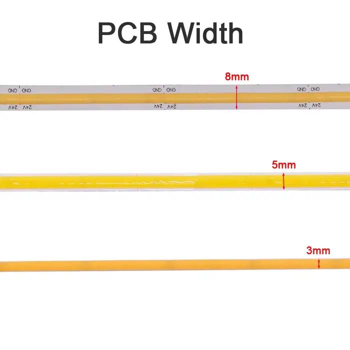 Bande lumineuse LED COB Ultra fine, 3mm, 5mm, 12V, 24V, 8MM, avec prise DC/2 broches, éclairage liné
