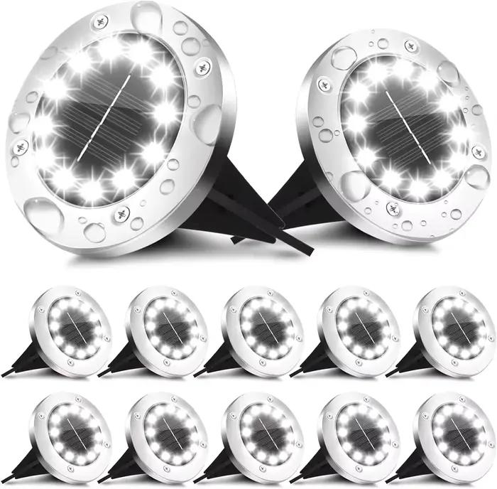 16 LED lumières solaires lumineuses au sol lumière LED solaire étanche extérieure pour voie jardin cour pelouse passerel