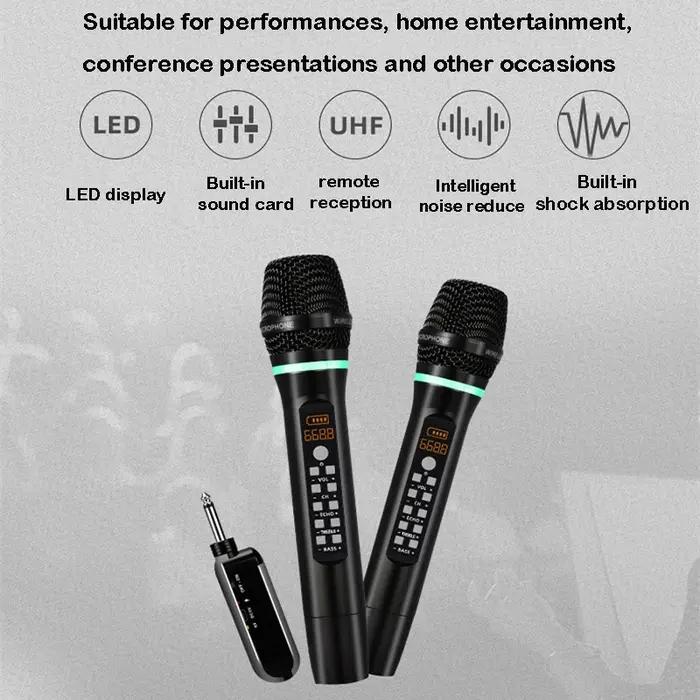Microphone professionnel sans fil UHF, Bluetooth, karaoké, Studio d'enregistrement, fête à domicile,