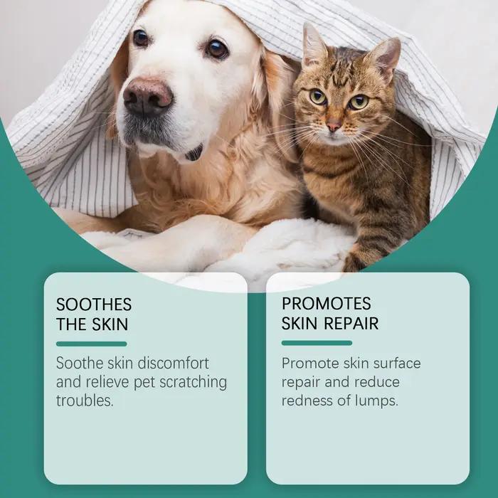 Spray réparateur pour peau des animaux de compagnie apaisant démangeaisons et rougeurs pour chiens et chats usage quotidien sans irritation soin de la peau hypoallergénique pour animaux de compagnie occasions spéciales