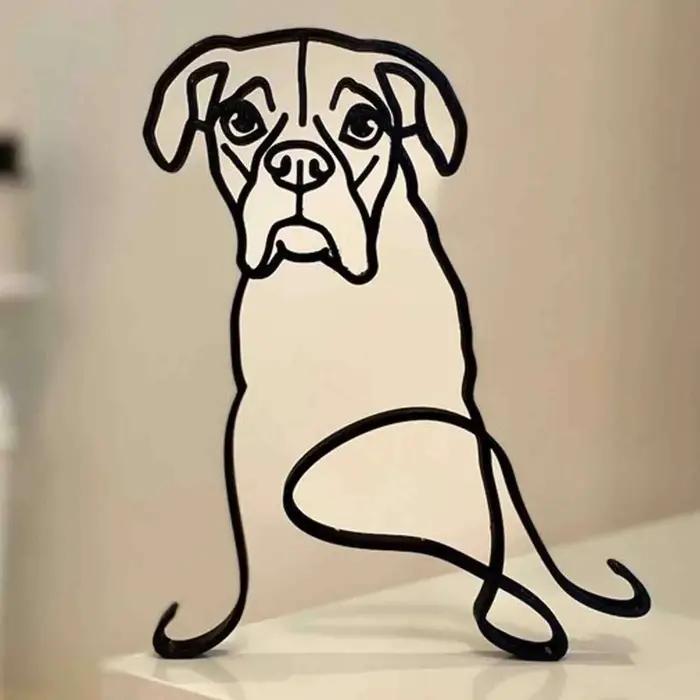 Sculpture d'art de chien en métal, décoration murale abstraite, art minimaliste pour bureau ou maison, figurine en fer, mignon Mi, occasion spéciale