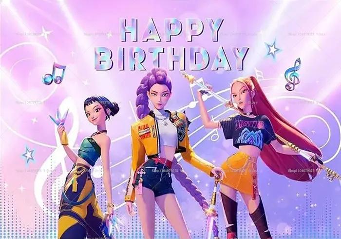 Bannière de fête d'anniversaire KPop Demon Hunters
