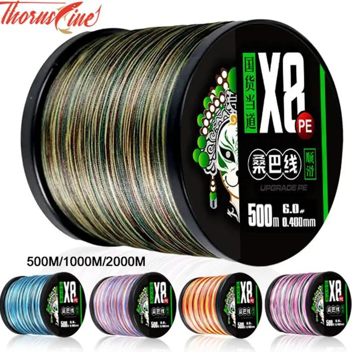 THORNSLINE – ligne de pêche tressée X8 Multifilament d'eau salée, 8 fils, 1000M, 2000M, 16-98lb, fil