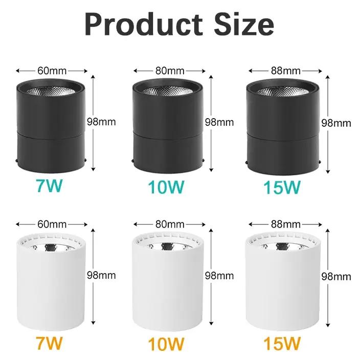 Downlight LED Dimmable Couleurs Pliable 360 ° Plafonnier Spot réglable 7W 10W 15W, projecteurs Led
