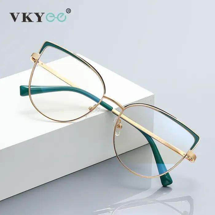 VICKY Vintage métal grand cadre Design classique lunettes pour femmes Anti-lumière bleue lunettes de