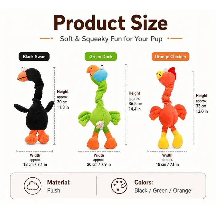 Jouet pour chien en peluche couineur à long cou