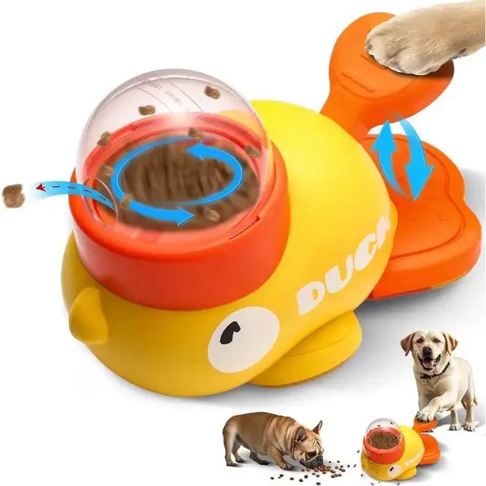 Distributeur Interactif de Friandises Petit Canard Jaune Jouet Anti-Fuite pour Chat et Chien Occasion Spéciale Apprendre à Manger Lentement