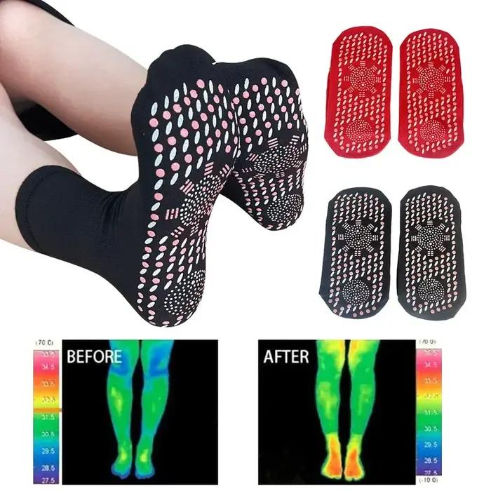 Chaussettes chasse auto-chauffantes thérapie magnétique massage pieds antidérapantes hiver fatigue