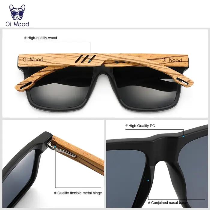 Oi bois nouvelles lunettes de soleil carrées de haute qualité pour hommes polarisées UV400 mode lune