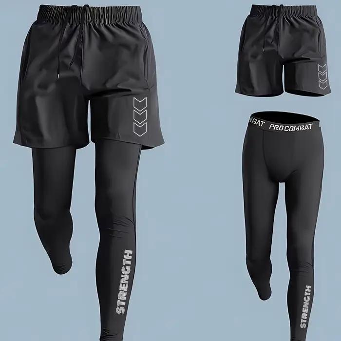 Pantalon de sport de compression 2 en 1 pour hommes, pantalon d'entraînement à séchage rapide, panta