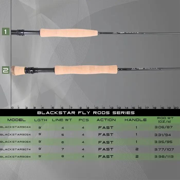 Canne à mouche 9 pieds action rapide 4-8WT carbone SK 30T+40T - Pêche truite saumon tube inclus