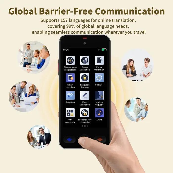 Traducteur vocal portable 152 langues avec IA - Traduction hors ligne et enregistrement vidéo intégré
