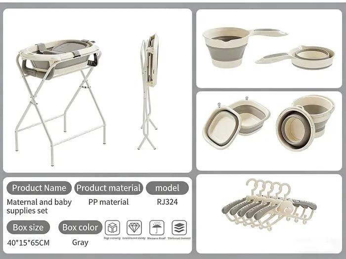 Ensemble de bain pour bébé pliable sans BPA, kit bassin et cintre pliables, design peu encombrant po