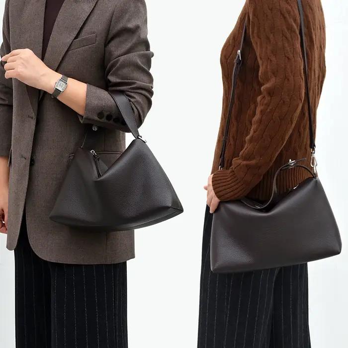 Sac demi-lune hobo en cuir de vache véritable pour femmes, polyvalent pour diverses occasions spéciales