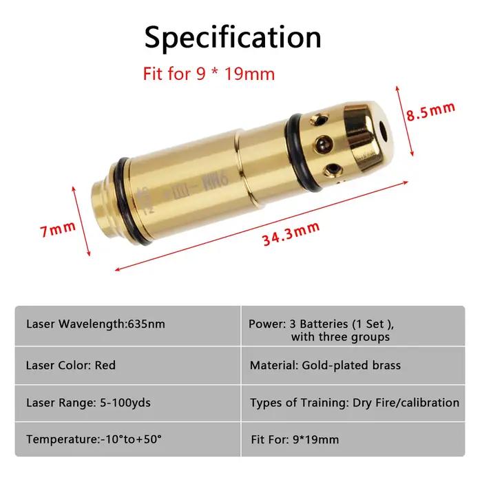 Cartouche Laser 12GA 9mm 9x19mm/7.62x39/380ACP/223Rem pour la pratique du feu sec, formation au Laser, entraîneur de balles, cartouche de vue d'alésage