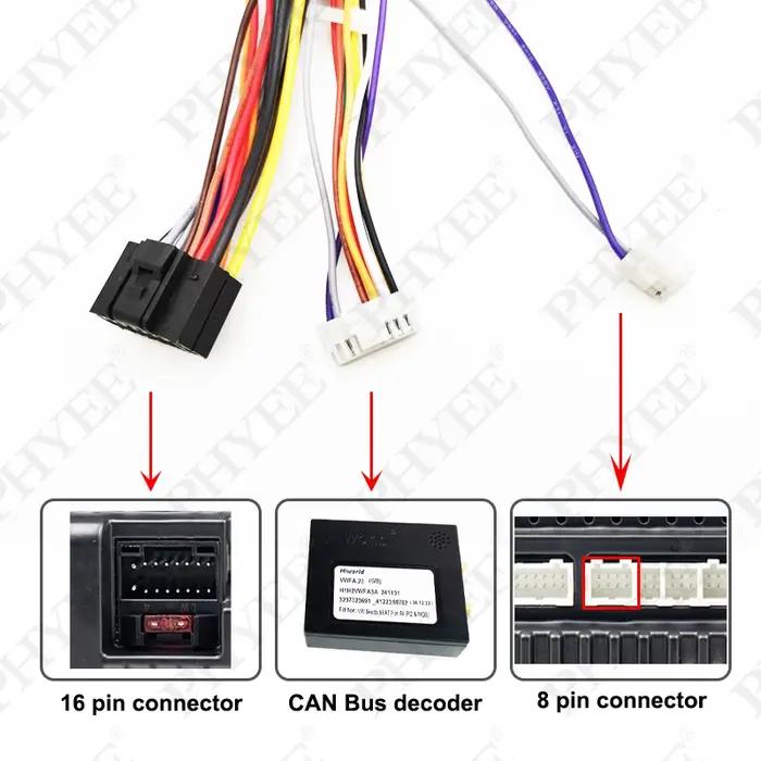 Adaptateur de harnais Quadlock, boîte de Bus CAN, câble de connecteur de prise Android 16 broches po