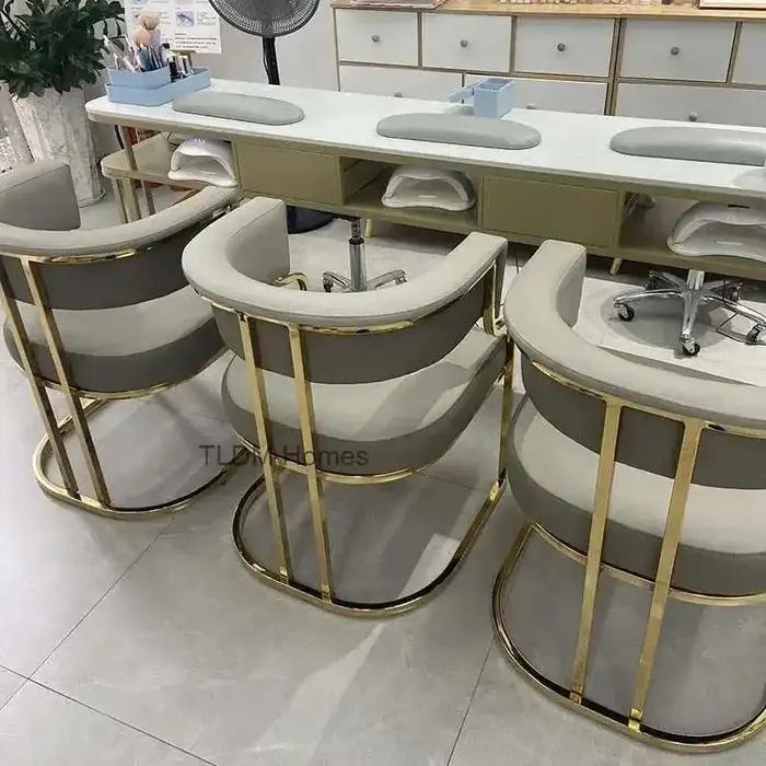 Chaises de salle à manger dorées de luxe, fauteuil à dossier en fer forgé, meubles de cuisine modern