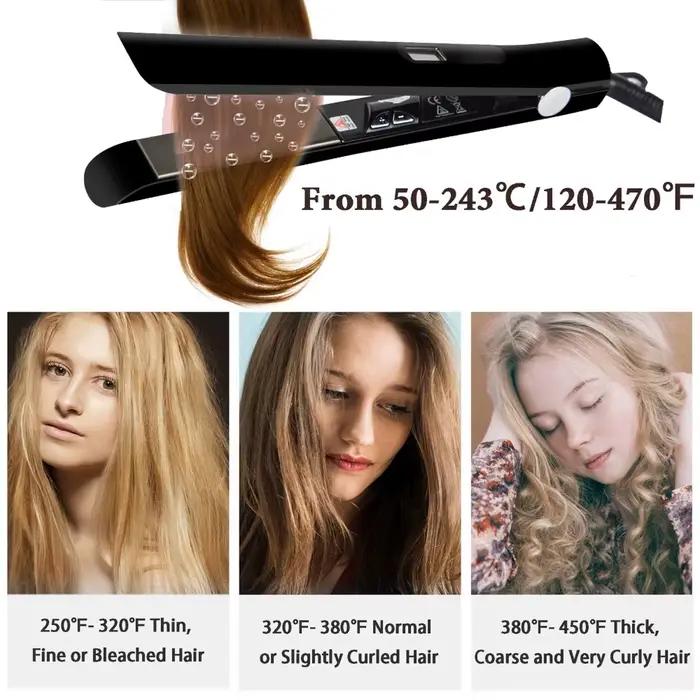 Lisseur de cheveux professionnel traitement de la kératine plaque de titane de fer plat 470 ℉ Fer