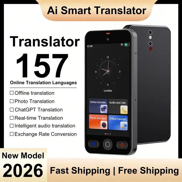 Traducteur vocal portable 152 langues avec IA - Traduction hors ligne et enregistrement vidéo intégré