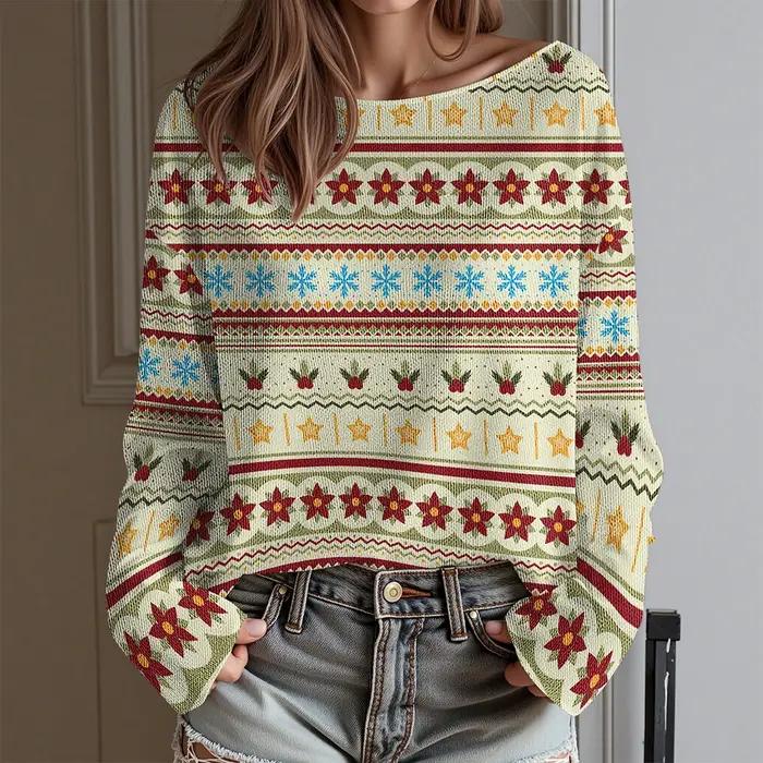 Teckel moche fête de noël T-Shirt femme Sexy épaules dénudées à manches longues haut drôle