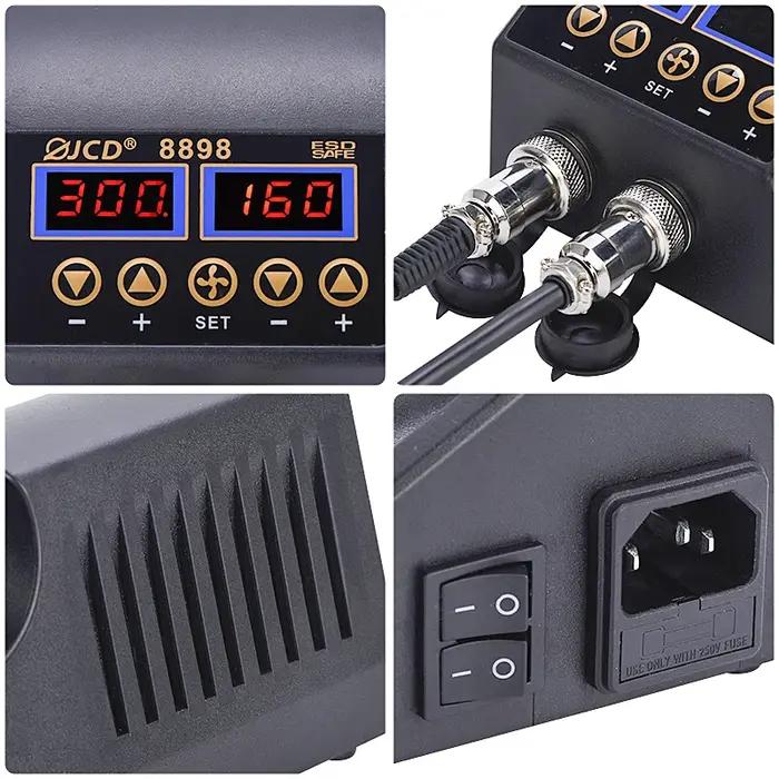 JCD-Pistolet à air chaud 2 en 1 750W, affichage numérique LCD, station de expédide soudage pour télé