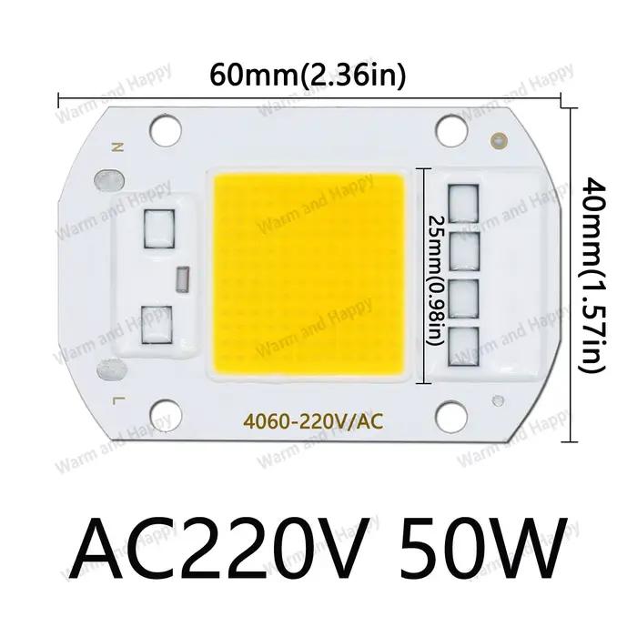 Puces IC intelligentes pour budgétaire LED, 10 pièces, 50W, AC 220V, pas besoin de pilote, COB, perl