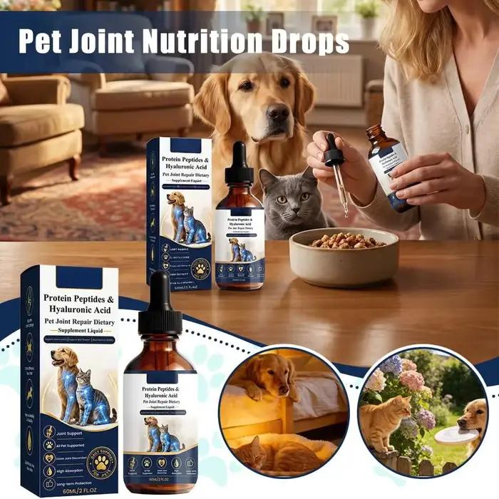 Gouttes nutritives pour les articulations des animaux de compagnie avec peptides et acide hyaluronique